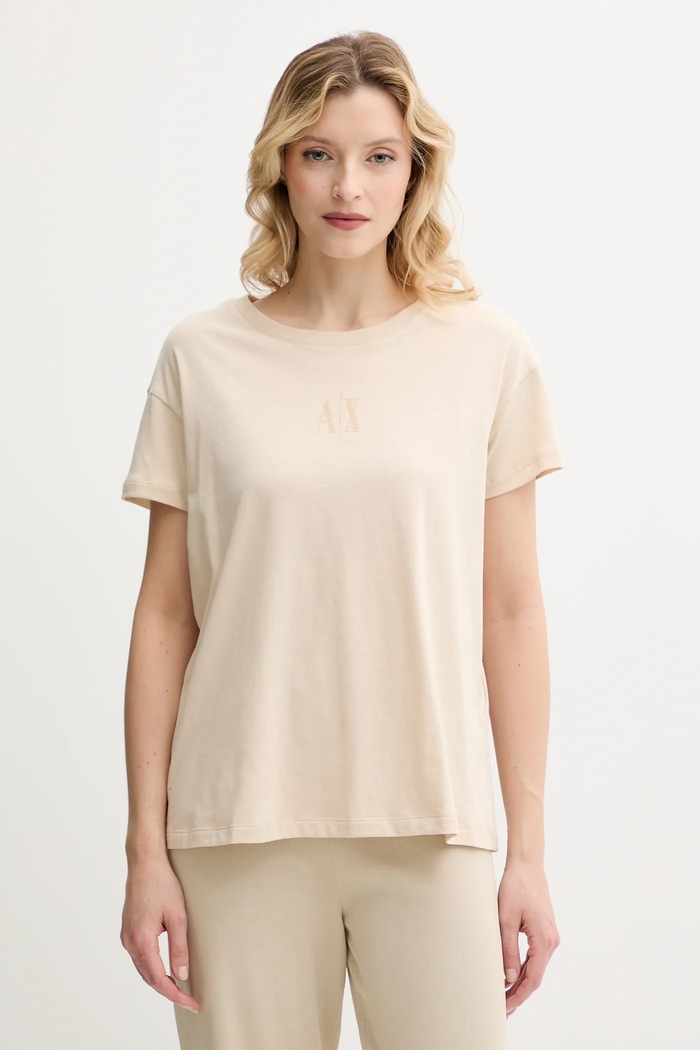Bavlnené tričko Armani Exchange nášivka béžová XW000830.AF10356