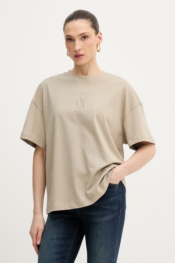 Armani Exchange футболка жіноча бавовняна бавовна бежевий XW001182.AF15085
