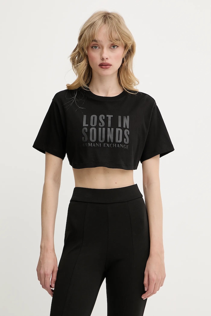 Armani Exchange pamut póló pamut fekete XW000546.AF10359