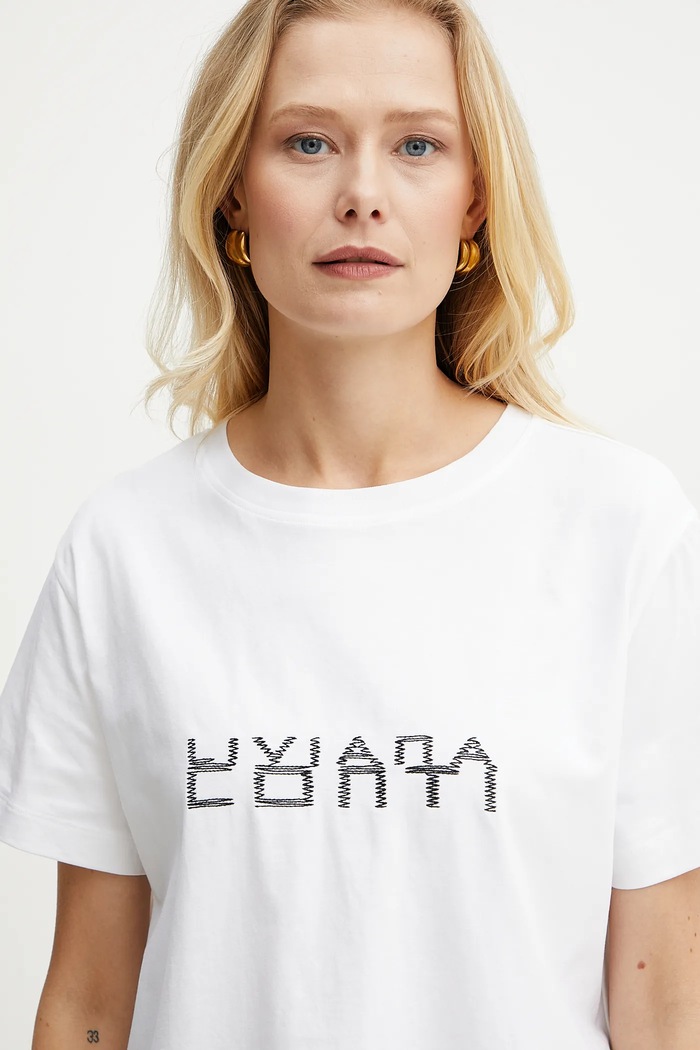 Liviana Conti t-shirt bawełniany biały L5SW76