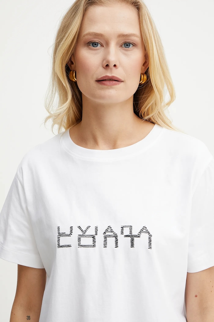 Liviana Conti t-shirt bawełniany biały L5SW76
