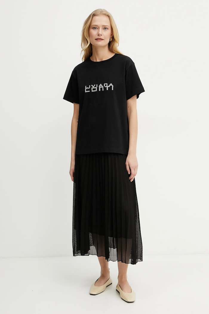 Liviana Conti tricou din bumbac L5SW76 negru ZS25