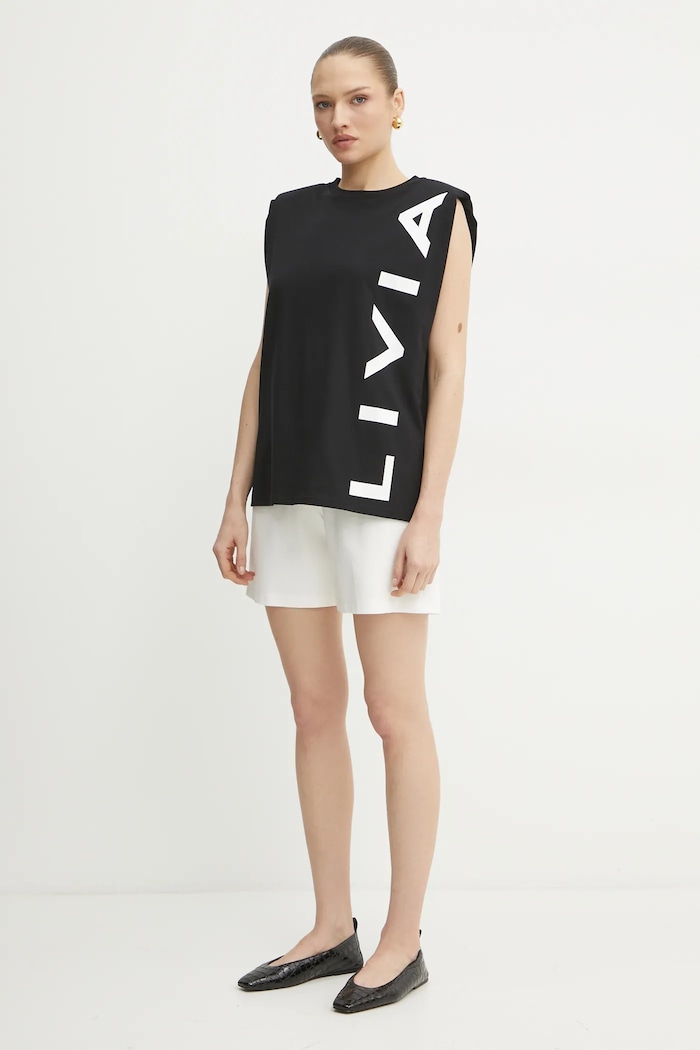 Pamučni top Liviana Conti pamuk crna F5SW60