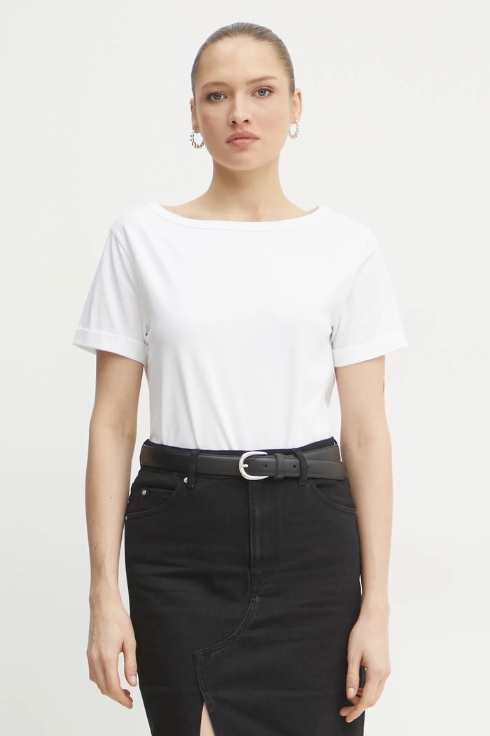 Liviana Conti t-shirt bawełniany bawełna biały F5SW69