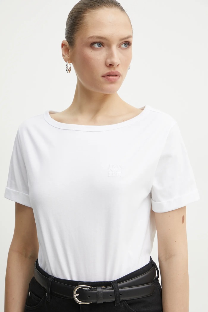 Liviana Conti t-shirt bawełniany biały F5SW69