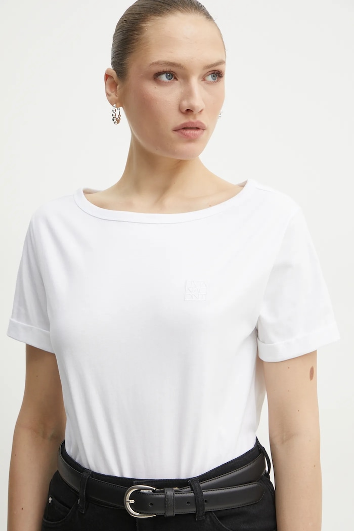 Liviana Conti t-shirt bawełniany biały F5SW69