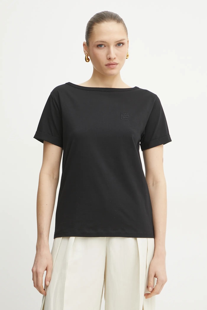 Liviana Conti t-shirt bawełniany bawełna czarny F5SW69