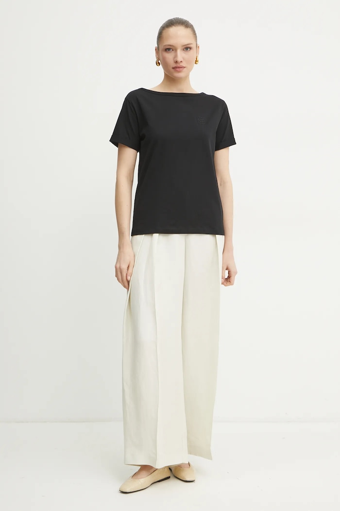 Liviana Conti t-shirt bawełniany F5SW69 czarny ZS25