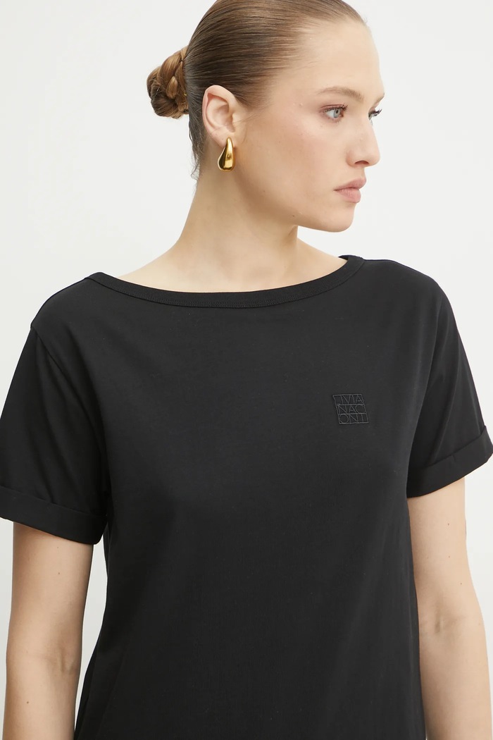 Liviana Conti t-shirt bawełniany czarny F5SW69
