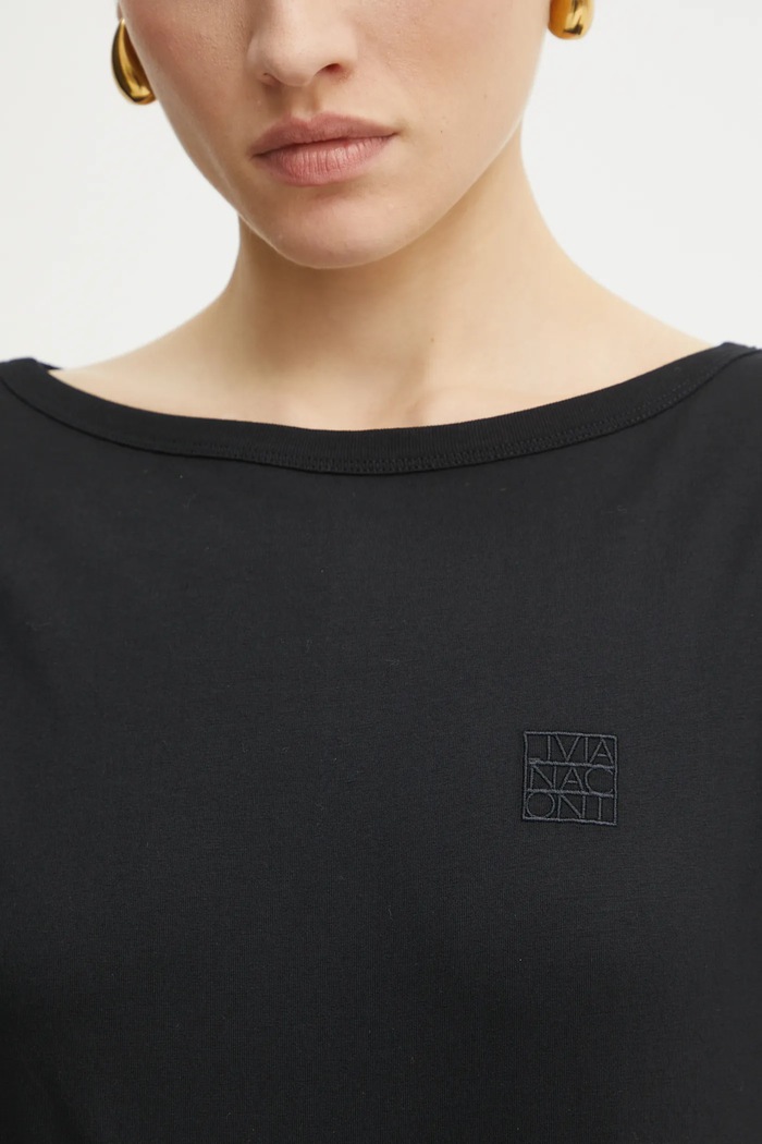 Liviana Conti t-shirt bawełniany F5SW69 czarny