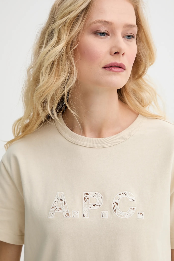 A.P.C. t-shirt bawełniany annie - GOTS beżowy COHBQ.F26495