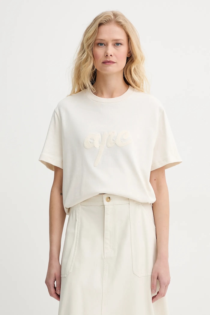 A.P.C. cotton t-shirt t-shirt lenny - GOTS relaxed beige COHGS.M26504