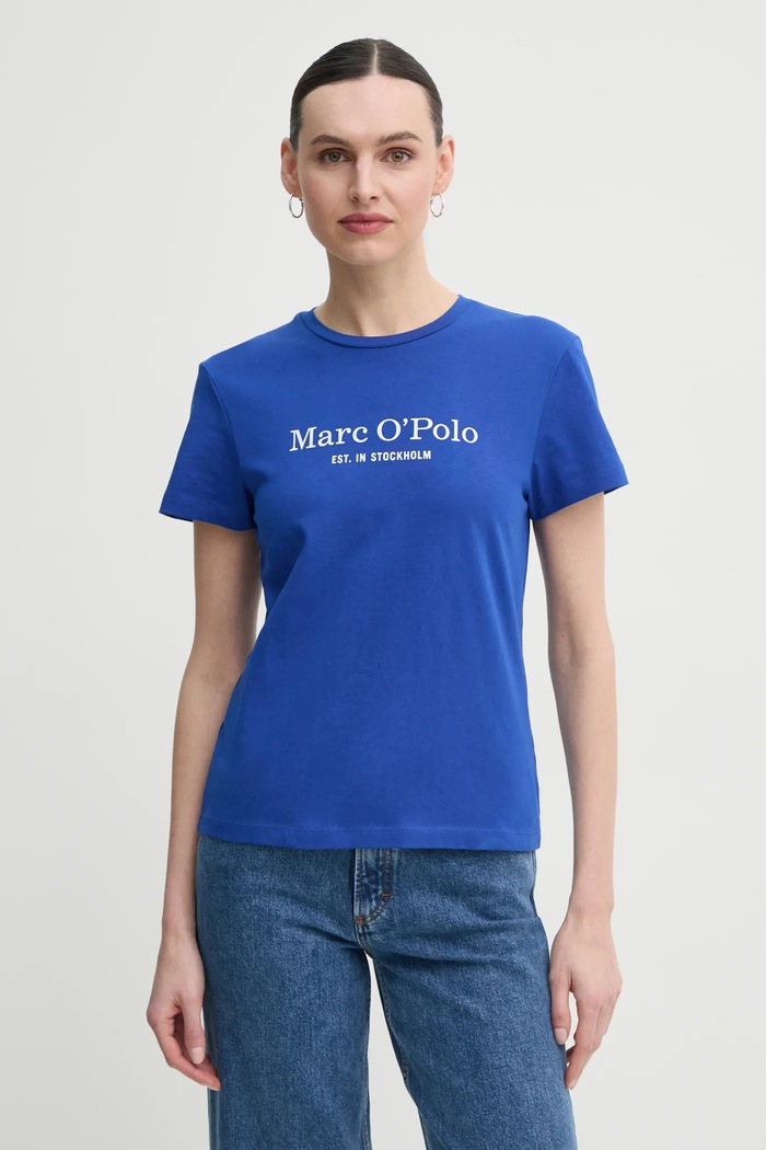 Bavlněné tričko Marc O'Polo potisk fialová 502229351055