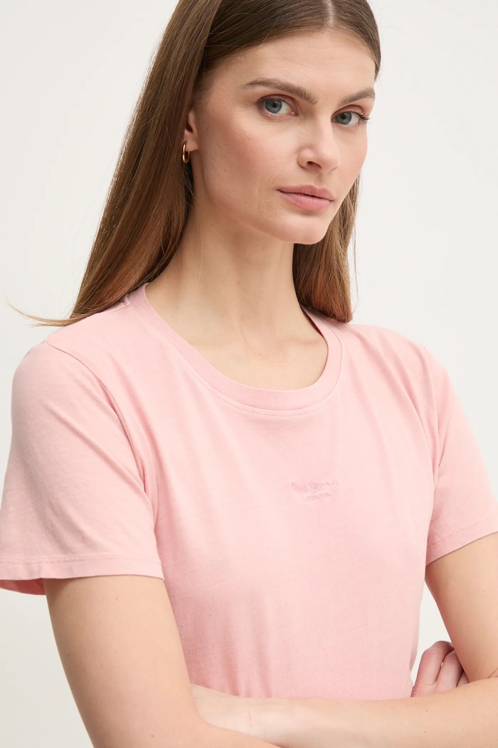 Pepe Jeans tricou din bumbac LOLLY uni roz PL505985