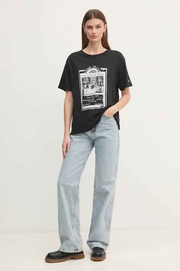 Pamučna majica Pepe Jeans LELE pamuk crna PL505992