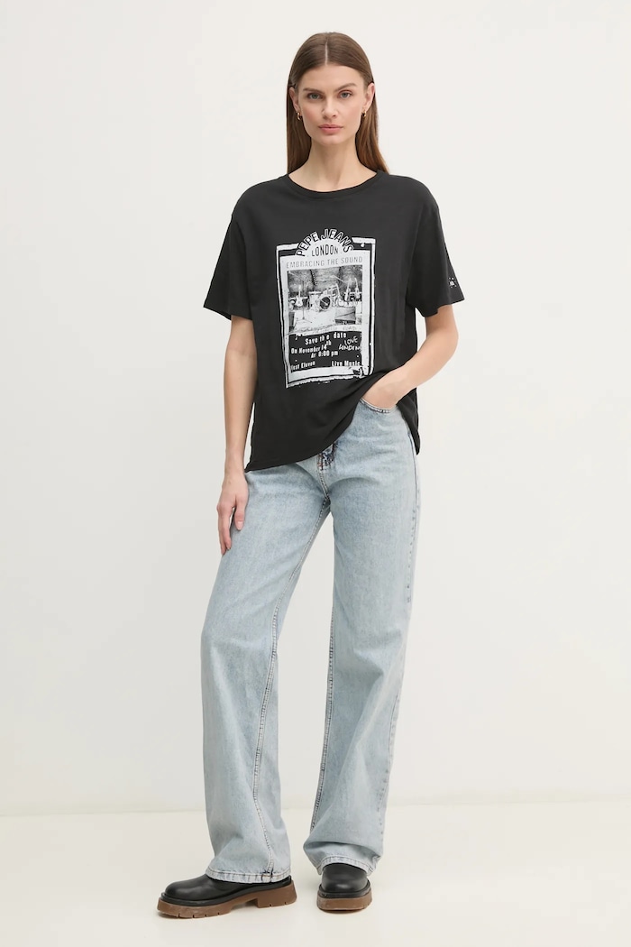 Pamučna majica Pepe Jeans LELE pamuk crna PL505992