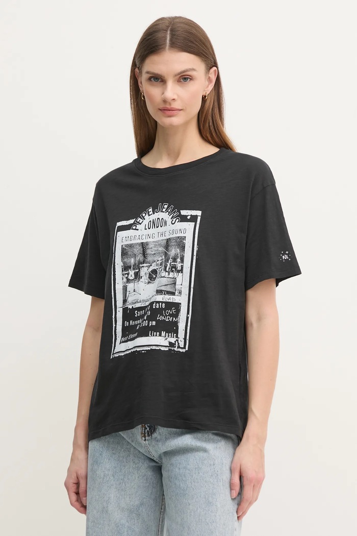 Odjeća Pamučna majica Pepe Jeans LELE PL505992 crna