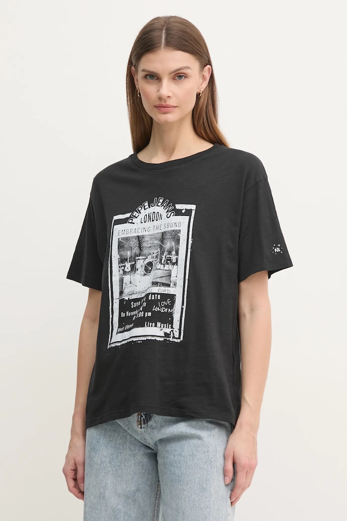 Odjeća Pamučna majica Pepe Jeans LELE PL505992 crna