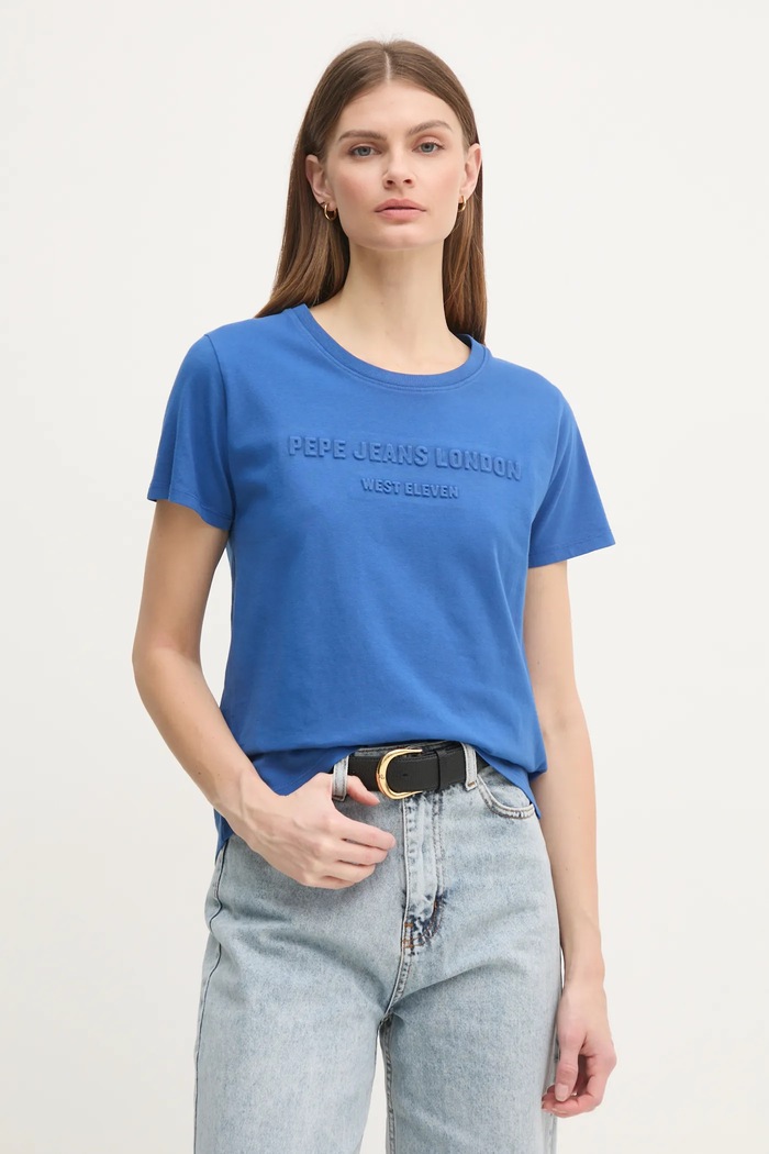 Pepe Jeans tricou din bumbac LORETTA imprimeu albastru PL505994