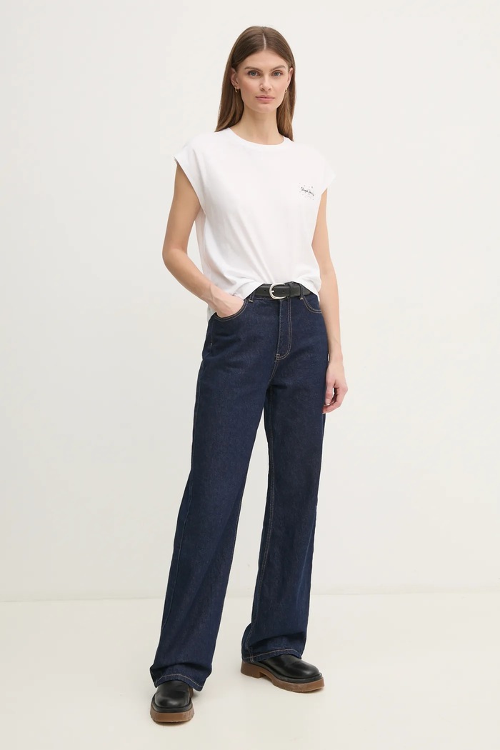 Pepe Jeans tricou din bumbac LORENA PL505998 alb SS25