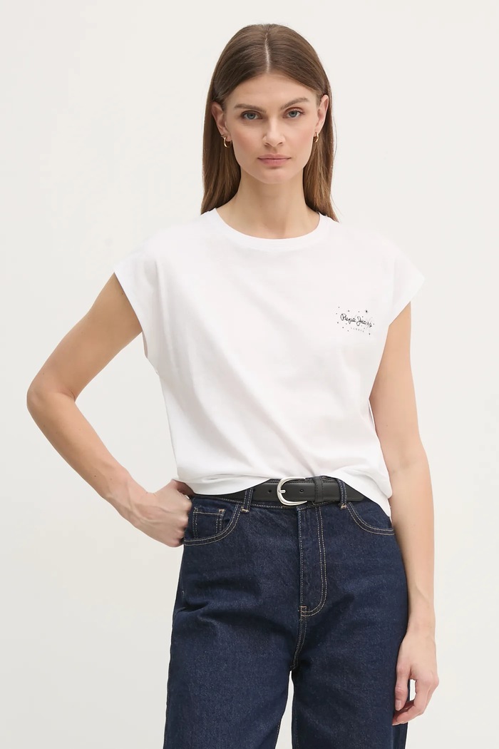 Pepe Jeans tricou din bumbac LORENA alb PL505998