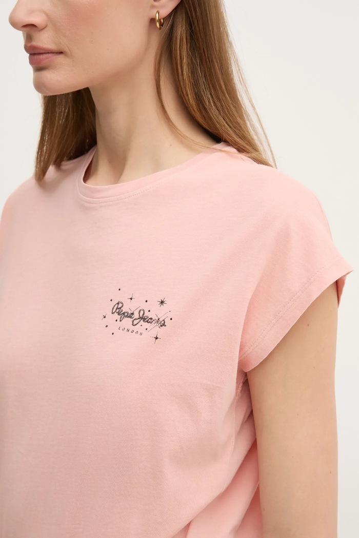 Pamučna majica Pepe Jeans LORENA PL505998 roza