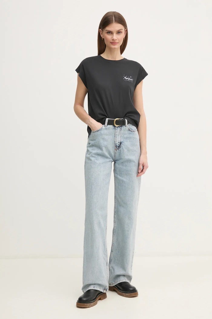 Bavlnené tričko Pepe Jeans LORENA PL505998 čierna SS25