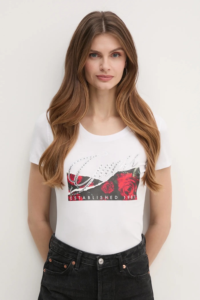 Μπλουζάκι Guess κανονικό λευκό W5RI03.J1314