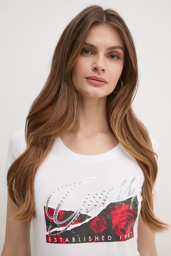Ρούχα Μπλουζάκι Guess W5RI03.J1314 λευκό