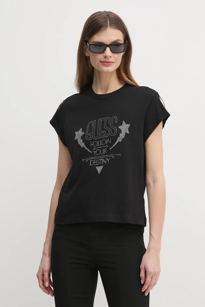 Guess t-shirt applique nero W5RI06.I3Z14
