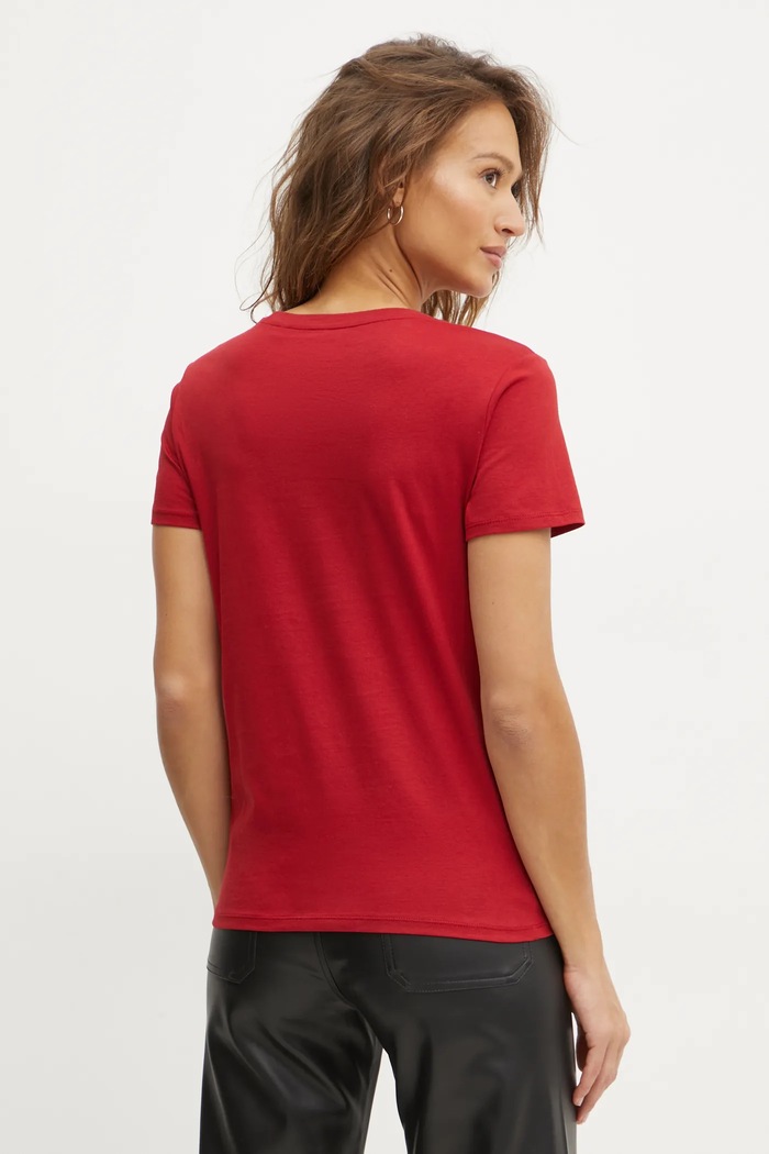 Odzież Guess T-shirt bawełniany W5RI08.K9RM1 czerwony