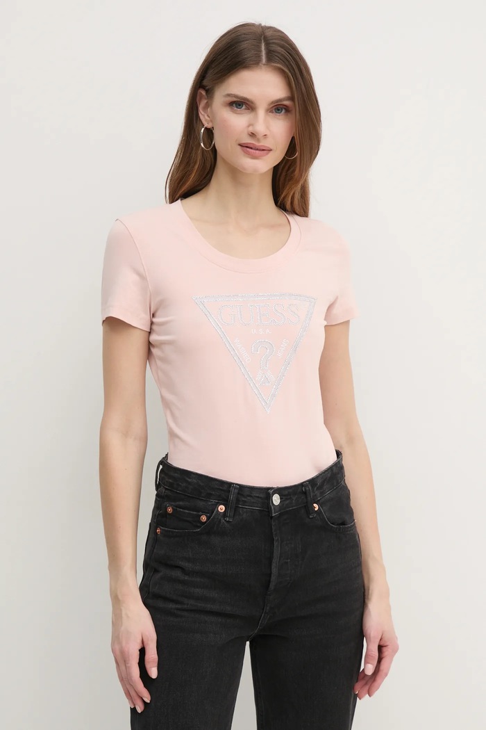 Guess t-shirt regular różowy W5RI11.J1314