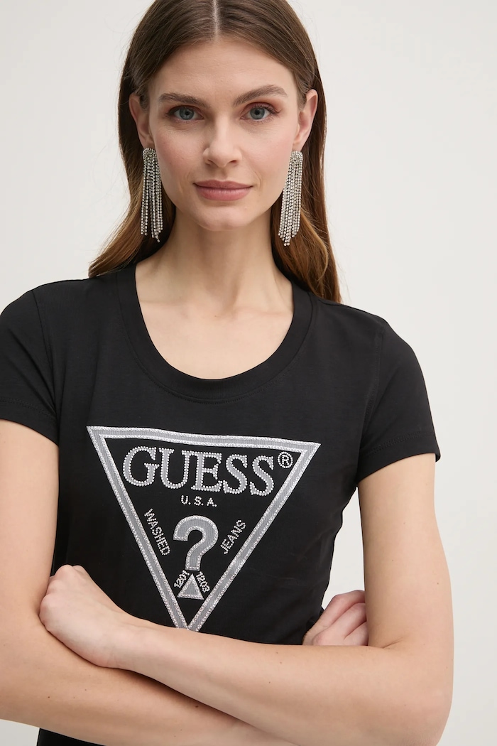 Ρούχα Μπλουζάκι Guess W5RI11.J1314 μαύρο