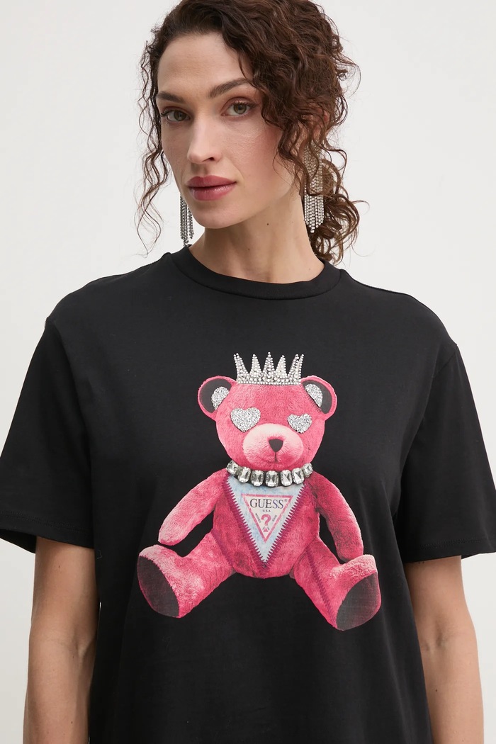 Bavlněné tričko Guess černá W5RI30.K9RM1
