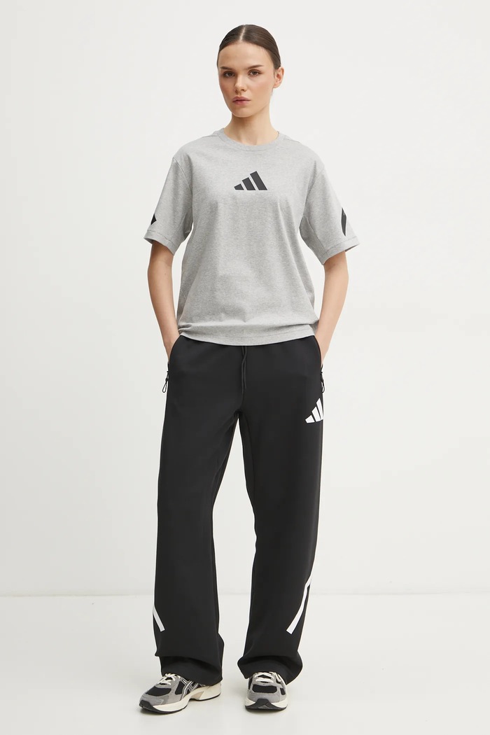 Bavlněné tričko adidas Z.N.E. JD9590 šedá SS25
