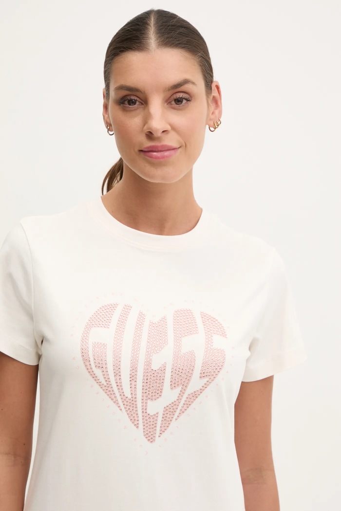 Μπλουζάκι Guess JULIA μπεζ V5RI08.J1314