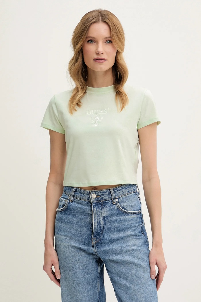 Guess t-shirt COLETTE elasztánnal zöld V4YI20.KCDH1
