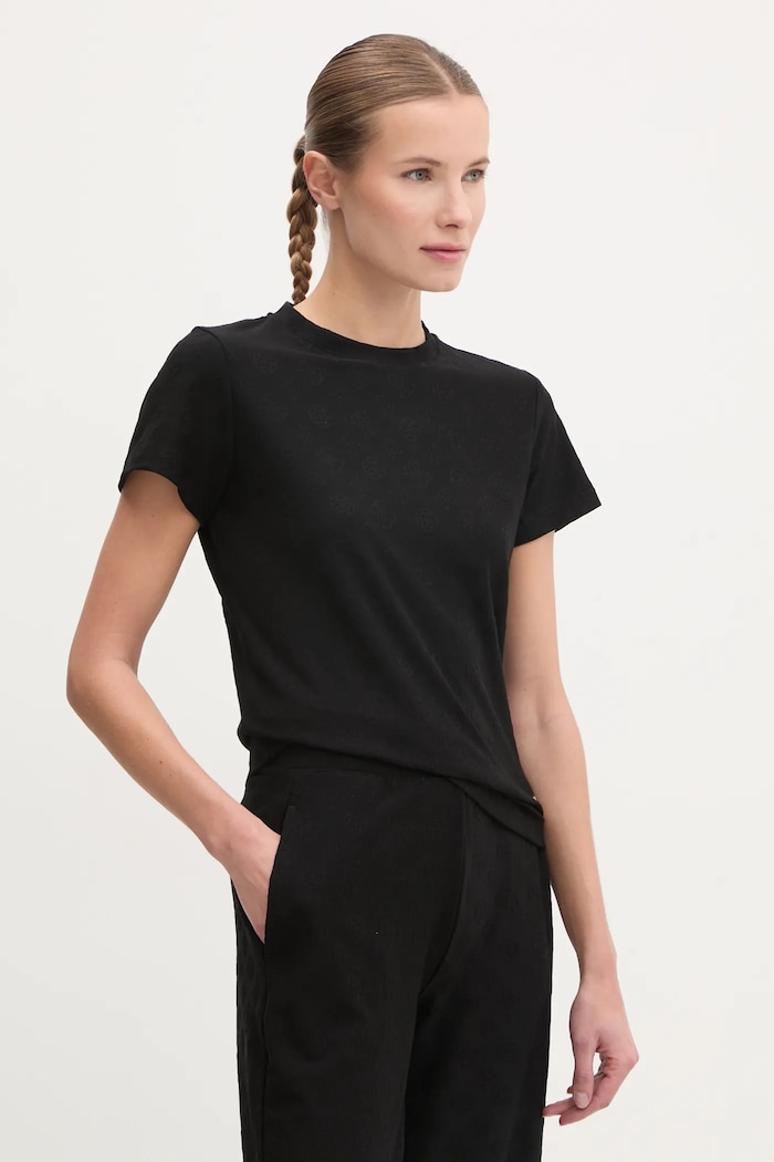 Guess tricou MONICA cu modele negru V5RI02.KCLG2
