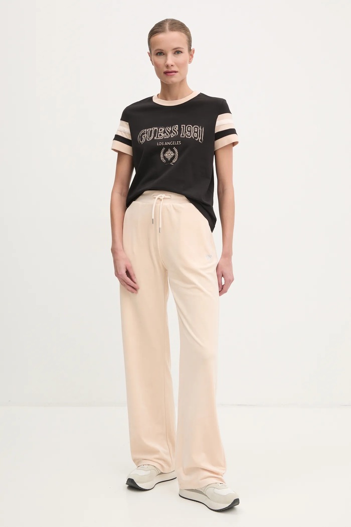 Guess t-shirt bawełniany SUZANNE V5RI00.KA260 czarny SS25