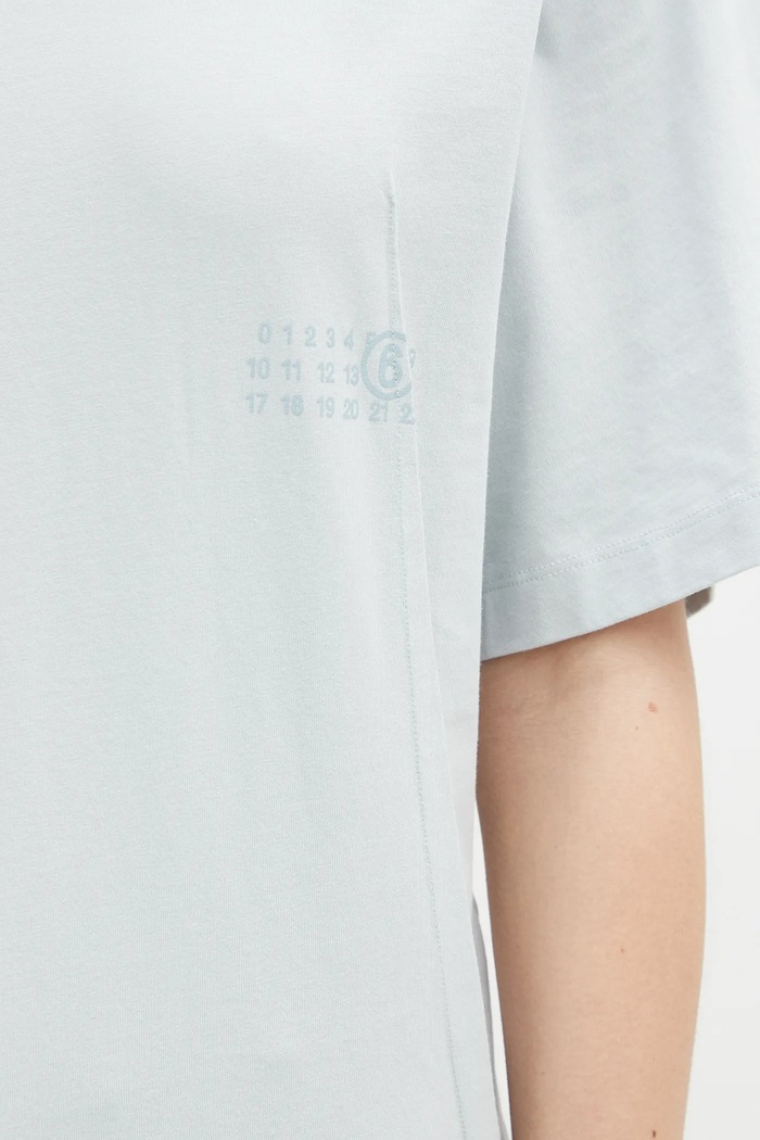 Βαμβακερό μπλουζάκι MM6 Maison Margiela τιρκουάζ S52GC0328