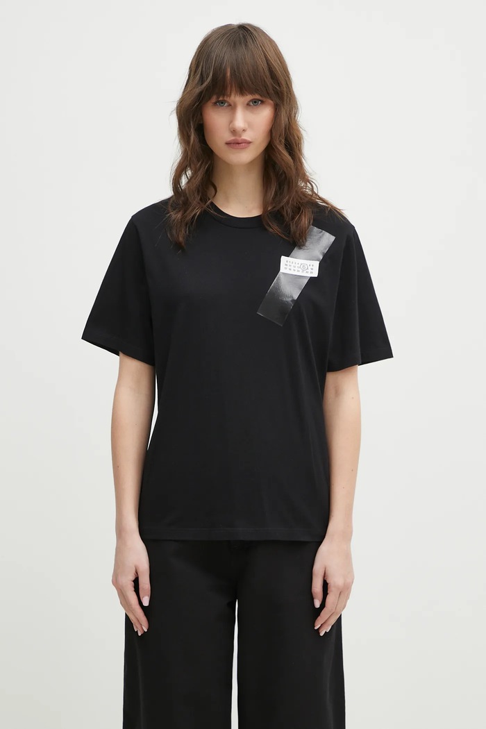 MM6 Maison Margiela Бавовняна футболка MM6 Maison Margiela чорний S52GC0336