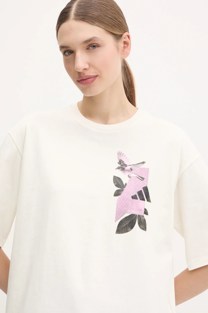 adidas t-shirt LENS PKT beżowy JN6574