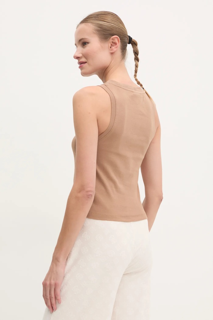 Oblečení Guess Bavlněný top Guess GELSEY V5RP14.KCOI1 hnědá