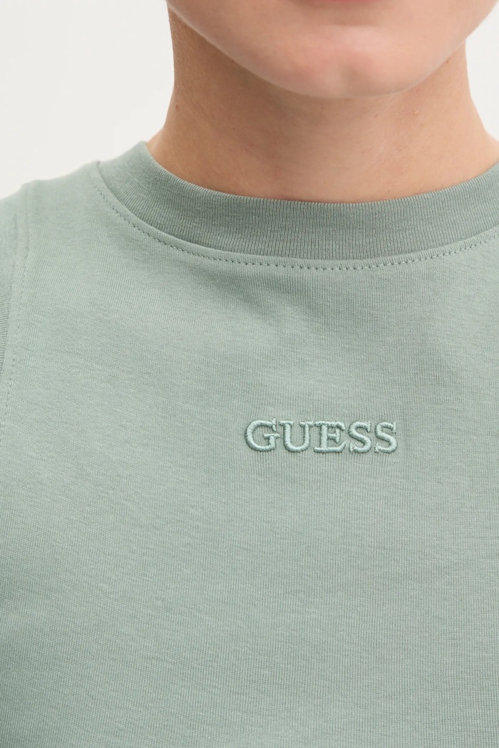Bavlněný top Guess GELSEY V5RP14.KCOI1 zelená