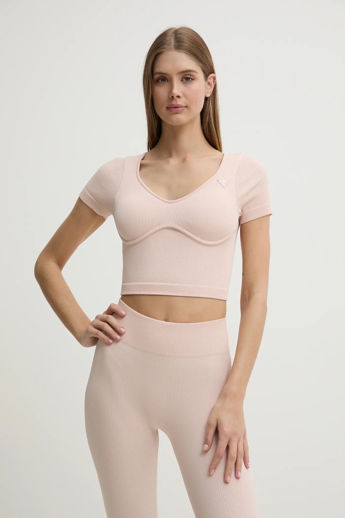 Тениска Guess MARTINA вталена бежов V5RP06.Z3KH0