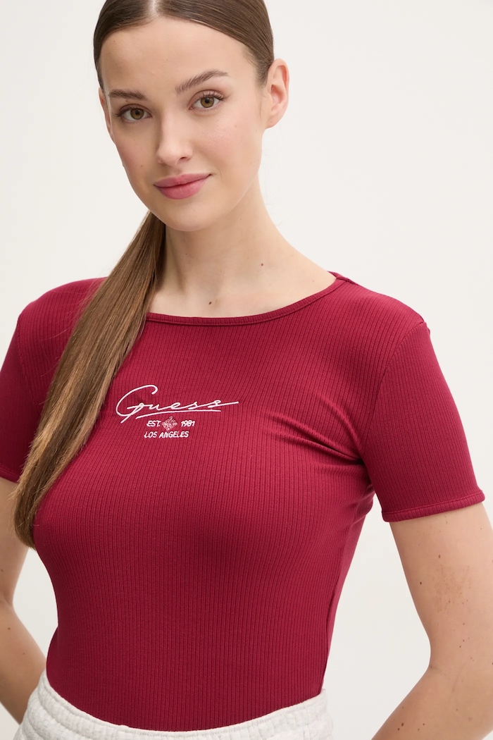 Tričko Guess SUZANNE burgundské V5RP00.KBCO2