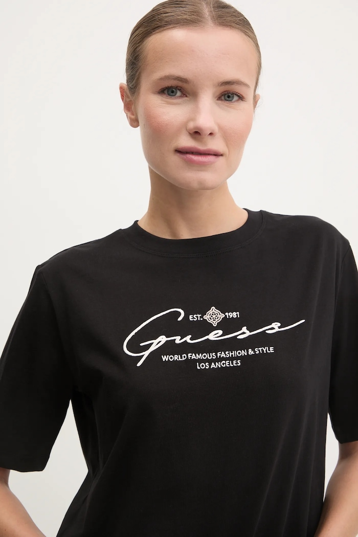 Bavlněné tričko Guess černá V5RI12.I3Z14