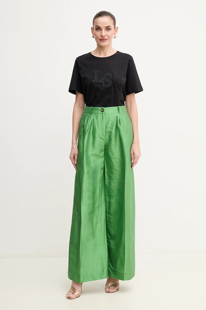 Luisa Spagnoli tricou din bumbac 542081 negru SS25