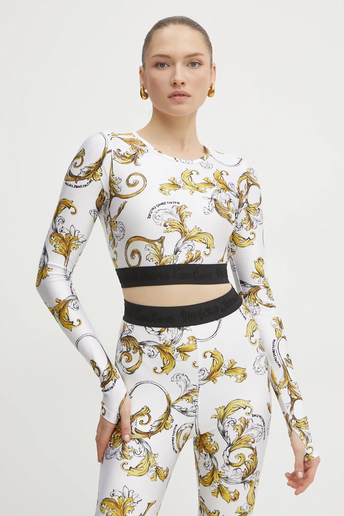 Tričko s dlouhým rukávem Versace Jeans Couture slim bílá 78HAH218.JS470