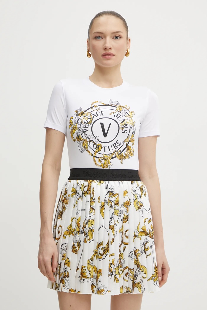 Versace Jeans Couture tricou imprimeu alb 78HAHC01.CJ02C